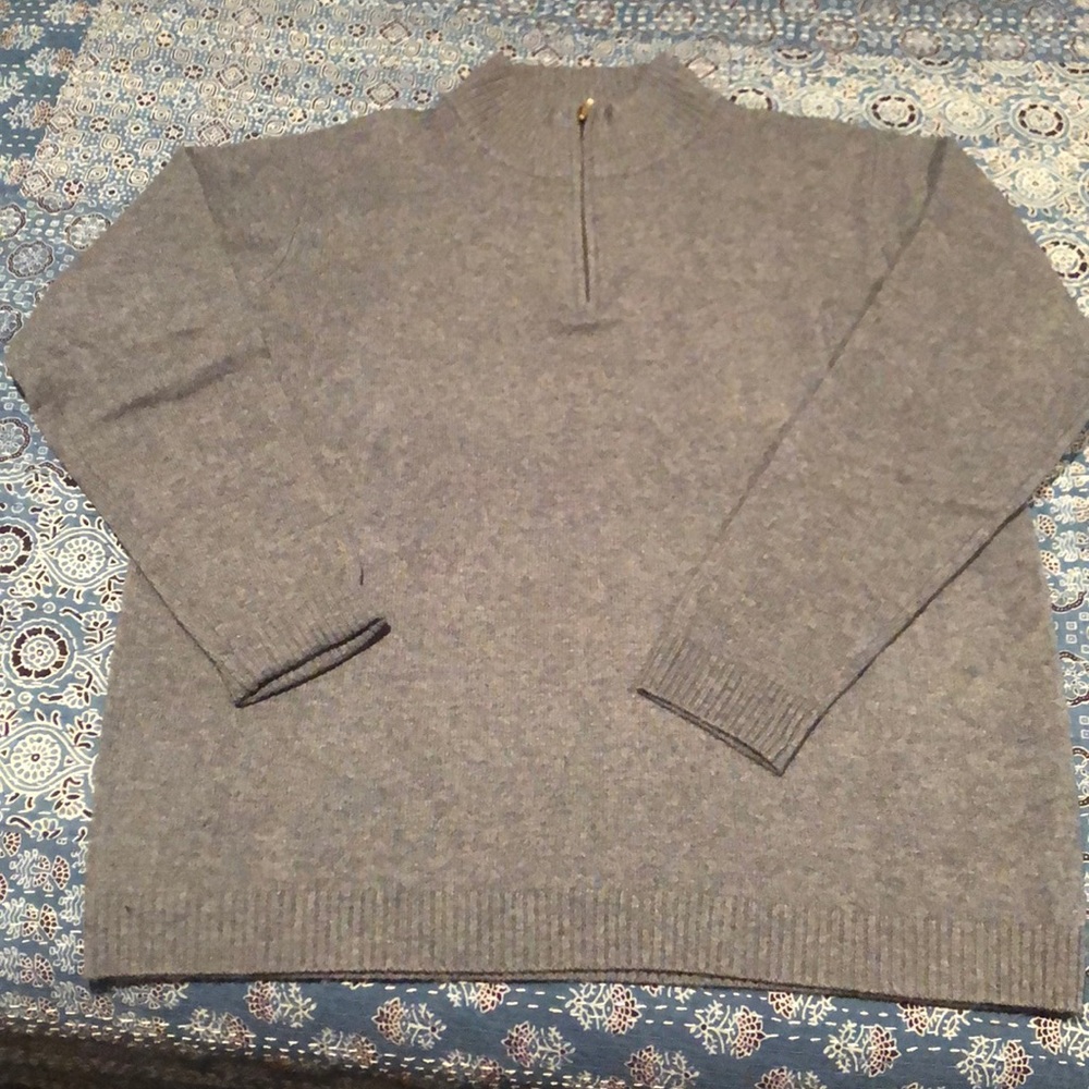 Men’s 100% lambswool quarter zip wool sweater